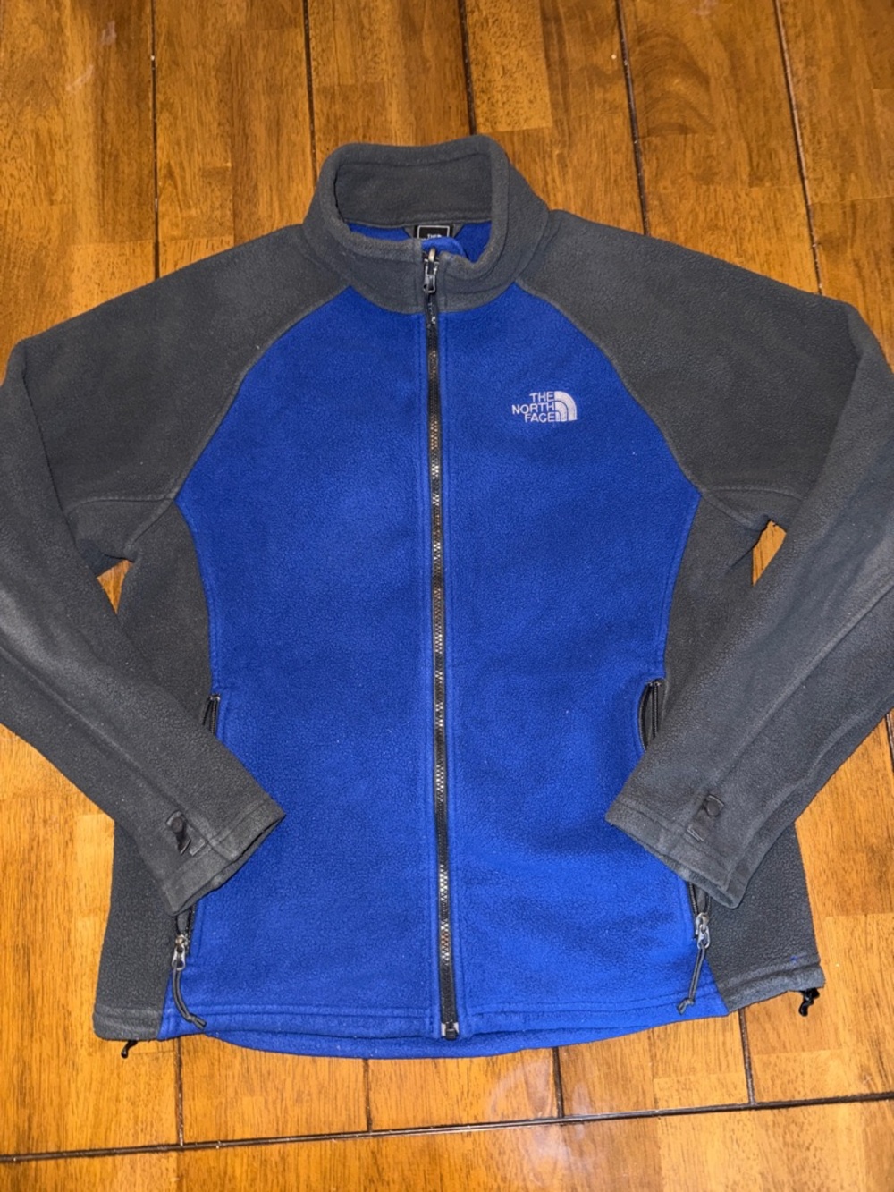 The North Face Royal Blue and Gray Full‑Zip Fleece Jacket